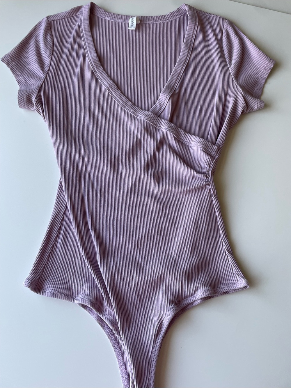 Wishlist Lavender Ribbed Wrap V-Neck Bodysuit